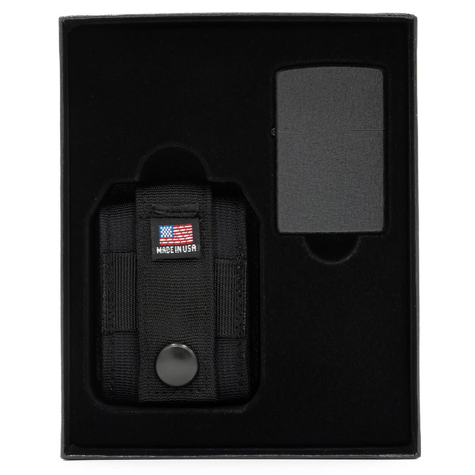 Zestaw Zippo 49402 Tactical Pouch and Black Crackle Windproof Lighter Gift Set